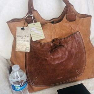 Vanessa Distressed Italian Leather tote handbag.